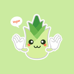 cute and kawaii bamboo shoot cartoon character. Bamboo shoot flat design vector illustration