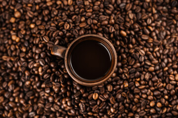 Coffee in a cup. View from above