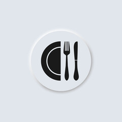 Restaurant vector icon in button in neumorphism design style