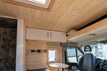 interior view of a self-build camper van