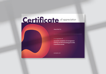 Certificate of appreciation template design. Elegant business diploma layout for training graduation or course completion. Vector background illustration.