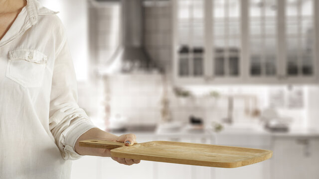 Desk of free space and kichen interior 