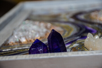 epoxy resin agate geode abstract art and original resin painting or functional art 