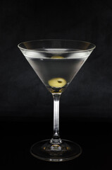 martini cocktail with olive green