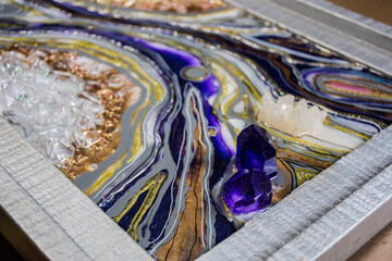resin geode abstract art and functional art
