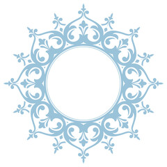 Decorative frame Elegant vector element for design in Eastern style, place for text. Floral blue and white border. Lace illustration for invitations and greeting cards