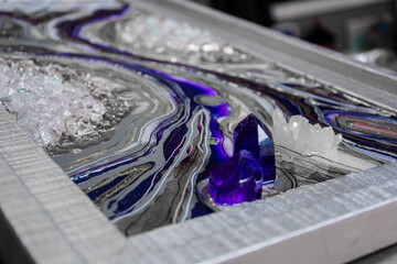 resin geode abstract art and functional art
