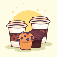 coffee mugs and cupcakes