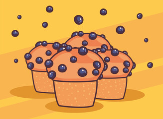 berries cupcakes icons
