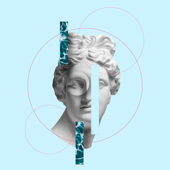 Modern conceptual art collage with ancient statue. Contemporary art. © Lustre Art Group 