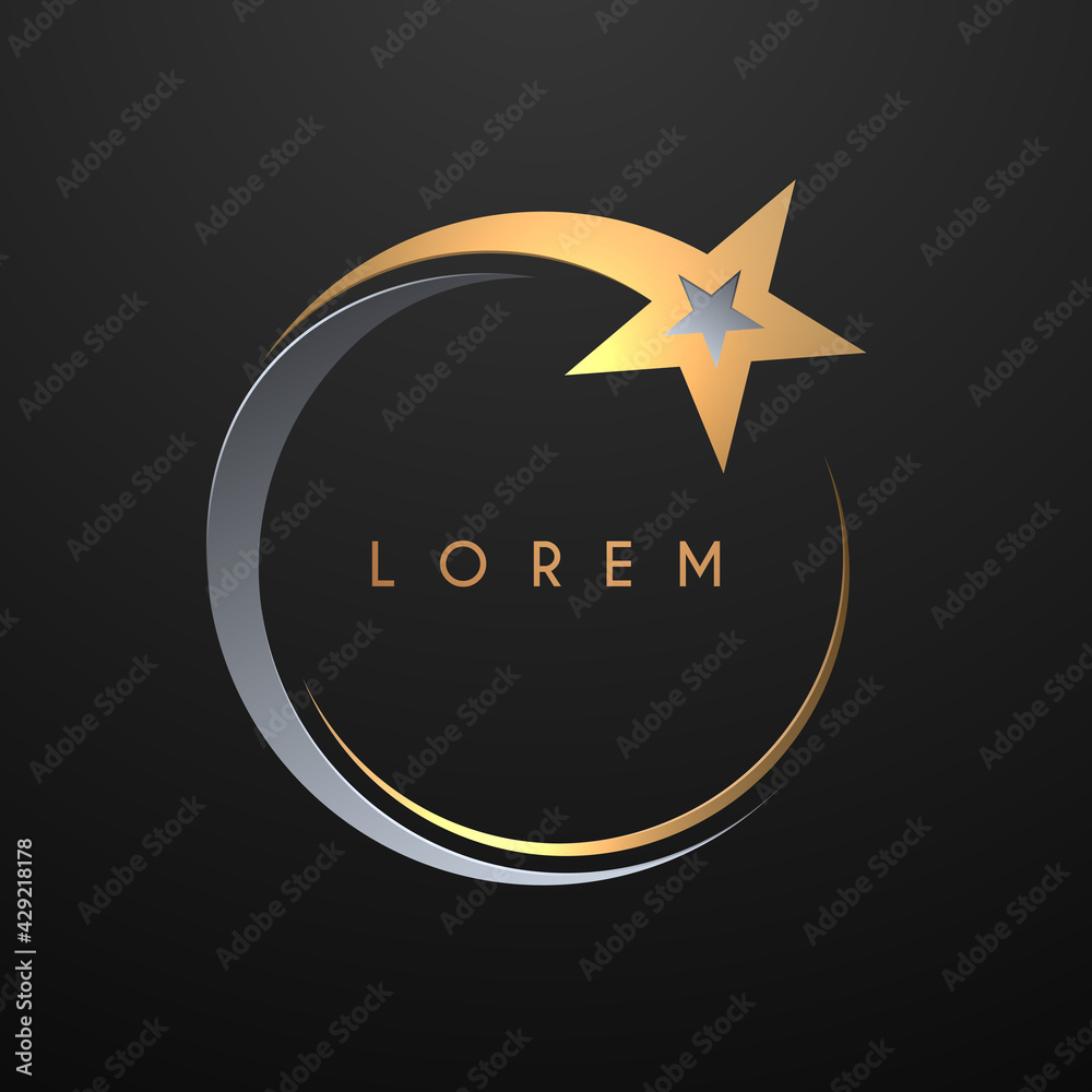 Wall mural gold and silver circle star logo template