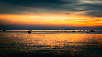 The boats and sunset