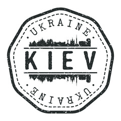 Kyiv, Ukraine, Stamp Skyline Postmark. Silhouette Postal Passport. City Round Vector Icon. Vintage Postage Design.