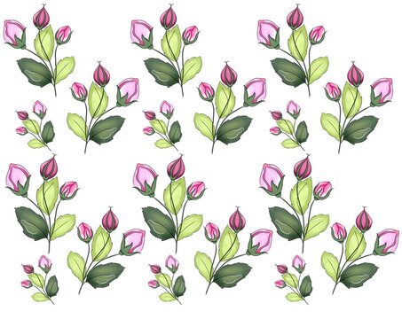 Pink flower twig floral pattern