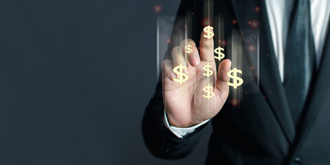 Business people are using Stock chart innovative technology. Mixed media, digital smartphone and online concept.