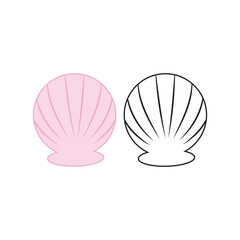 Scallop shell logo. Isolated scallop on white background. Vector illustration