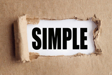 Simple, the text is written on paper from the box. torn paper