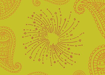 Illustration of red pattern on lime green background