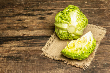 Fresh young cabbage in a rustic arrangement