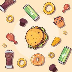 fast food icon set