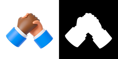 3d hands business handshake emoji on white background. Partnership and agreement symbol. 3d illustration.
