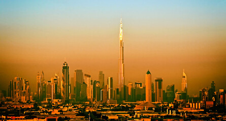 Dubai -Skyline  Silhouette,  Panoramablick    