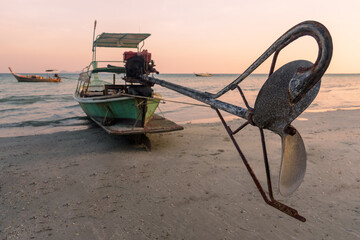 long tail boat on the beach, Phuket, Thailand.