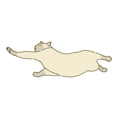 伸びをしているシャム猫のイラスト