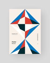 Abstract Placard, Poster, Flyer, Banner Design. Colorful geometric illustration on vertical A4 format. Flat shapes ornament. Decorative backdrop. Eps10