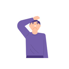 illustration of a boy looking up. looked up. flat style. people vector illustration design