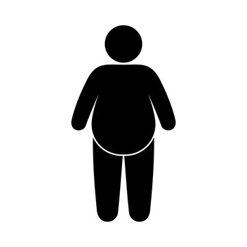 fat man icon, obesity pictogram, overweight stick man, stickman silhouette