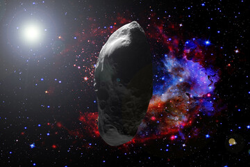 Asteroid flying in the deep space. Elements of this image furnished by NASA. © wowinside