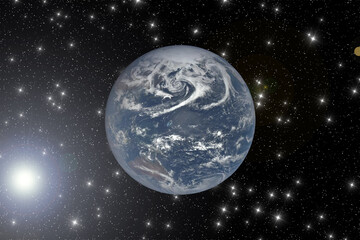 Blue earth, shot in distance. The elements of this image furnished by NASA.