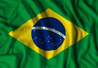 Papier Peint photo Lavable Brésil Brazil flag realistic waving