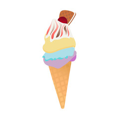 Ice cream cone, great design for any purposes. Set collection. Vector set. Sweet set. Vector background. Vector design.