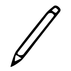 Obraz premium A single hand-drawn pencil. Doodle, icon vector illustration. Isolated on a white background, black and white graphics