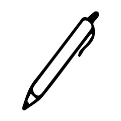 Obraz premium Single hand-drawn pen. Doodle, icon vector illustration. Isolated on a white background, black and white graphics