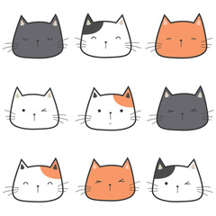 Doodle illustration expression of cats vector graphics