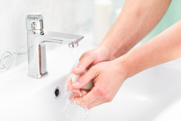 thorough hand washing with soap and water to prevent coronavirus - Image