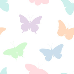Seamless pattern butterflies silhouettes colorful vector illustration