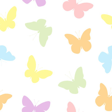 Seamless pattern butterflies silhouettes colorful vector illustration