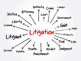 Obraz premium Litigation mind map, law concept for presentations and reports