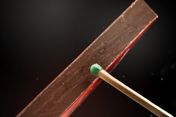 match and box arson on black background  - Image