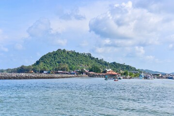 View of Fishing Village of Chumphon Estuary and Matsee Mountain