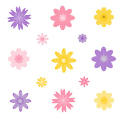 Set of flowers, floral collection, vector illustration in flat style