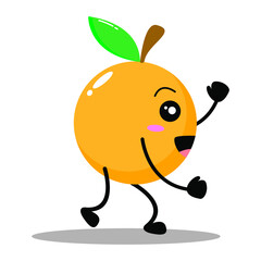 Cute running yellow banana illustration. Adorable banana character vector for mascot, logo, symbol on application, books, comic, art