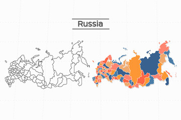 Russia map city vector divided by colorful outline simplicity style. Have 2 versions, black thin line version and colorful version. Both map were on the white background.