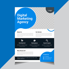 Modern Flyer Design, Corporate Flyer, Blue Color, Brochure design, shape, layout,  a4 Size, Vector illustration