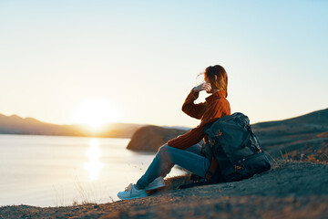 woman hiker outdoors landscape rocky mountains travel