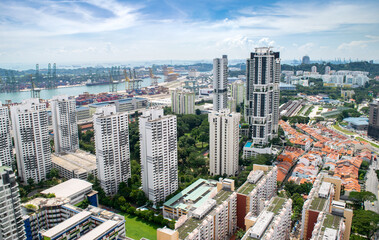 Apartment Buildings and Skyscrapers by Singapore Port - Singapore, Southeast Asia